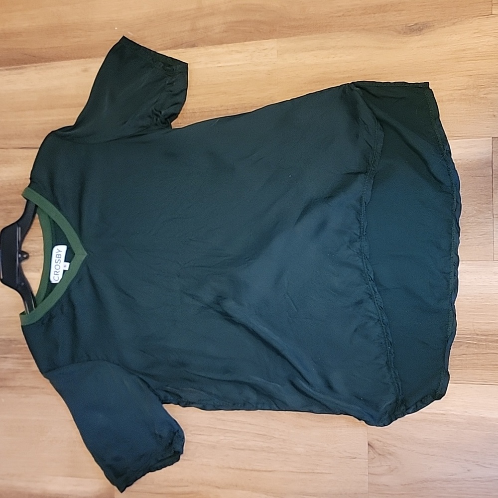 Crosby emerald green silky shirt